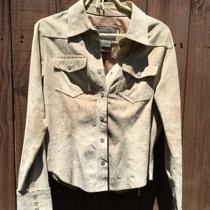 Brandon Thomas Suede Pearl snap shirt